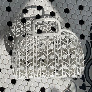 NEW small jelly flower bag- white